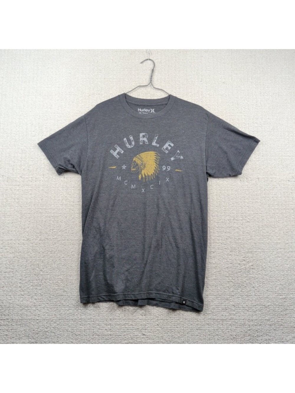 Y2K Hurley Native American Skull Skater T-Shirt Mens Size M Premium Tee Read